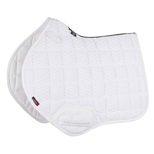 LeMieux Close Contact Carbon Mesh Square Saddle Pad - English Saddle Pads for Horses - Equestrian Riding Equipment and Accessories (White - Large)