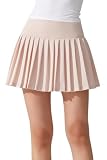 [MORGEN SKY] プリーツ スカート スポーツ スコート レディース ミニスカート インナーパンツ Aライン チアリーダー スクールスカート 衣装 体操服 応援団 体育祭 テニス ゴルフ ジム ヨガ フィットネス DQ363 (JP, アルファベット, XL, ピンク)