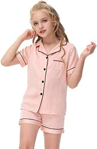 Alunsito Kid Girls Boys Pajamas Set Button Down Short Sleeve Top T-Shirt + Shorts 2Pcs Lounge Sleepwear Nightwear PJs Outfits 2 31ULTyWFZEL. AC