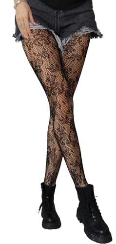 Fishnet Stockings for Women, Floral Tights with High Waist, Stretchy & Snag-Free for Daily Wear, Parties, Cosplay