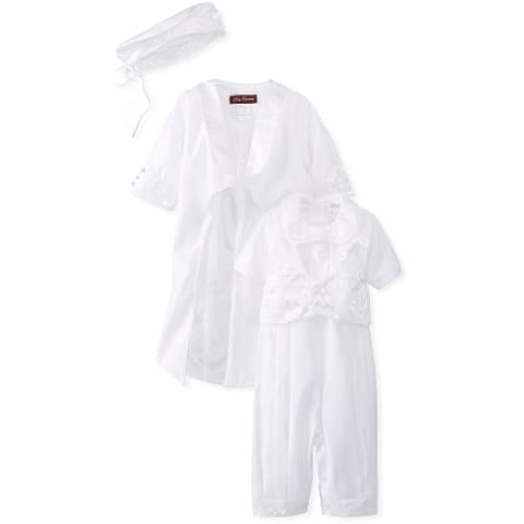Joey Couture Baby Boys' Draped Satin Embroidered Christening Outfit, White, 24 Months Cover