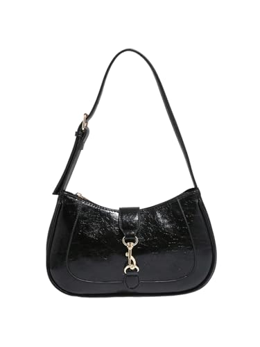 Women's Retro Vintage Zipper Shoulder Bag Adjustable Strap Elegant Underarm Purse Hobo Handbags