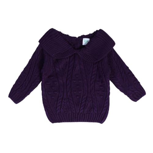 Image of miniklub Baby Collar Full Sleeve Knitted Cotton Sweater (Purple Color)