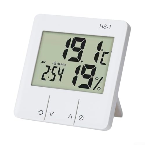 Opatiny Termómetro digital higrómetro interior con pantalla grande, diseño ultrafino y función de alarma para habitación, invernadero y guardería, color blanco