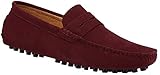 JIONS Men's Driving Penny Loafers Suede Driver Moccasins Slip On Flats Boat Shoes Dress Slip-ons A- Burgundy 11 D(M) US/EU 46