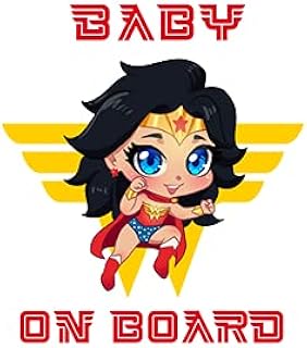 2OWLS (Set of 3) Super Cute Baby Wonder Woman Superhero Sticker for cars Girl Baby on Board Sticker for girls Vinyl Decal for Bumper Cars Locker Truck Vehicle Window Laptops Luggage Hydro Bottle ( one 4.5 X 5 Inches wonder woman, one 2.5 X 3 inches wonder woman, and one baby on board text letters 2.5 X5 Inches) baby on board stickers for girls
