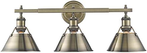 Golden Lighting 3306-BA3 AB Orwell Bath Fixture, Aged Brass- Vanity Light, Bathroom Light Fixture, Vanity Lighting Fixtures, Bathroom Vanity Light, Vanity Lights for bathroom,
