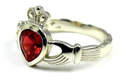 Image of Choose Your Color Natural Gemstone Irish Claddagh Silver Ring Friendship Love 55 Carat Brand Size 5 to 12