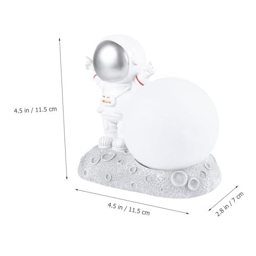 Lámpara de mesa noche astronauta resina plateada LED miniatura 2