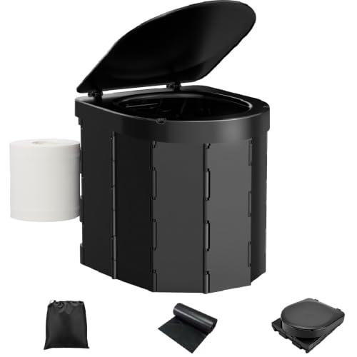WADEO Tragbare Campingtoilette mit Deckel, Faltbare Toilette mit Belastbarkeit bis zu 200kg… – Ansicht 1