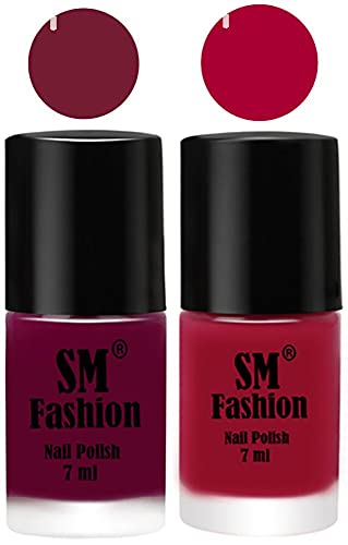 Image of Long Lasting Nail Polish | Nail Paint Combo 7 ml Each) - Set of 2 Mulberry-Dark Magenta