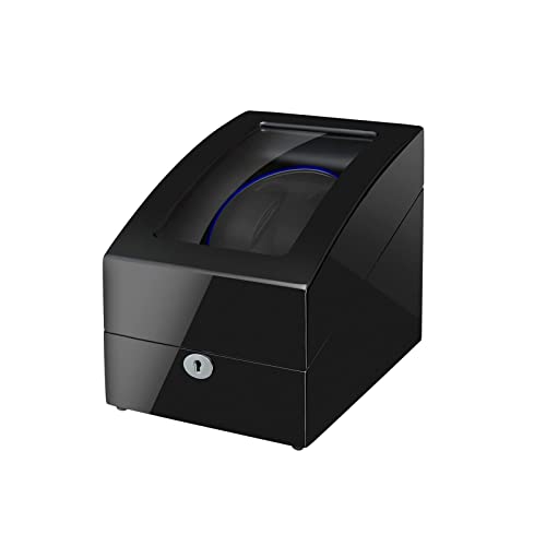 Maselex LED Watch Winders for 2 Watches, Double Watch Winders with 3 Watch Storage Spaces, Wooden Black Piano Paint, Ultra-Quiet Motor, Automatic Watch Winder Suitable for Men's and Women's Watches