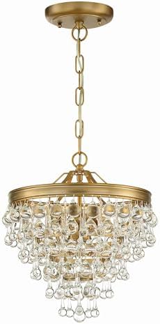 Crystorama Calypso 3 Light Crystal Teardrop Vibrant Gold Mini Chandelier