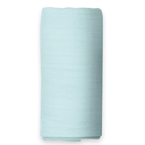 Image of The White Cradle 100% Organic Cotton Baby Swaddle Wrap, Large 112x112 cm Super Soft Muslin, 1 pc Pack, Blue