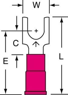 3M MVU18-10FBK Fork Terminal,Block,#10 Stud,Red,PK1000