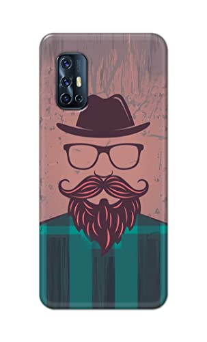 Image of PRINTFIDAA Man Icon with Beard Shirt Hipster Printed Designer Hard Case for Vivo V17 Back Cover -(e) RPM1001