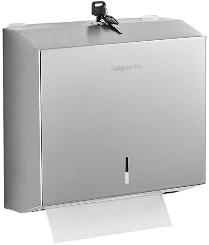 DUTYWORKS Commercial Paper Towel Dispenser Wall Mount, 304 Stainless Steel C-Fold Multifold Trifold Holder with Lock, Large Capacity Hand Towel Tissue Dispenser for Bathroom Kitchen Restaurant Office