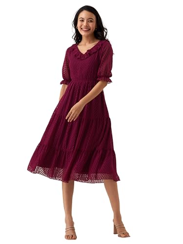 Image of AASK Dress for Women One Piece Kurta Set Tops Knee-Length Fit And Flare Dresses