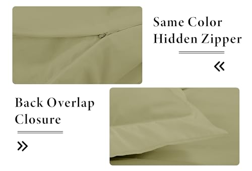 Image of ROYALE LINENS Sage Green Duvet Cover Queen Size - 3 Piece Bedding Comforter Covers - Zipper Closure - 1 Queen Duvet Cover 90x90 inches and 2 Pillow Shams - No Comforter Included