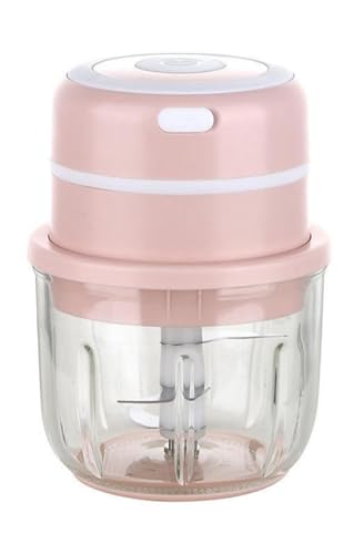 【Bykiyevm】大根おろし器 電動 一台多役 みじんぎりチョッパー 操作簡単 ョッパー 氷 も 砕け 泡立て器 大根おろし だいこんおろし器 みじん切りチョッパー 小型 大根おろし おろしき器 電動コンパクト 大容量 (ピンク,高ホウ素シリコンガラス3