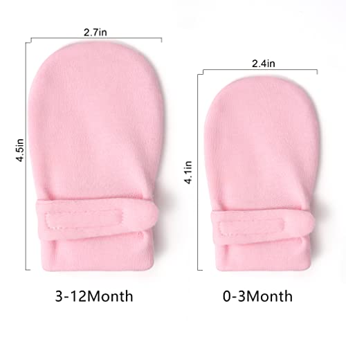 Image of Newborn Baby No Scratch Mittens Stay On, 100% Cotton Breathable, Adjustable Infant Gloves for Baby Boys Girls Mittens