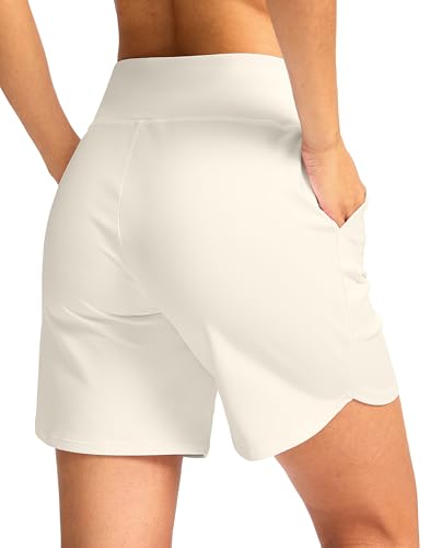 Image of G Gradual Women's Athletic Shorts 6 inch High Waisted Stretchy Bermuda Shorts for Women Quick Dry Summer Casual Shorts