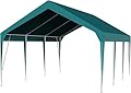 12x20 Heavy Duty Carport Canopy - Galvanized Steel Frame Portable Garage Shelter with 8 Legs & 4 Wind Ropes, All-Weather UV-Resistant Tarp Cover for Truck, Boat, RV, Vehicle Protection (No Sidewalls)