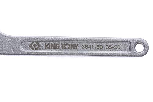 KING TONY 3641-50 Chrome Vanadium Alloy Steel Adjustable Hook Spanner Wrench, 35-50 mm Capacity, 212 mm Length, Pack of 12 - Image 2