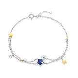 XANAYXWJ Pulsera para Mujer Pulsera con Botella De Deseos De Estrella Azul Plata De Ley para Mujer Joyería Salvaje Regalos para Amigos Pulsera De Graduación De Doble Capa Pulsera Joyería