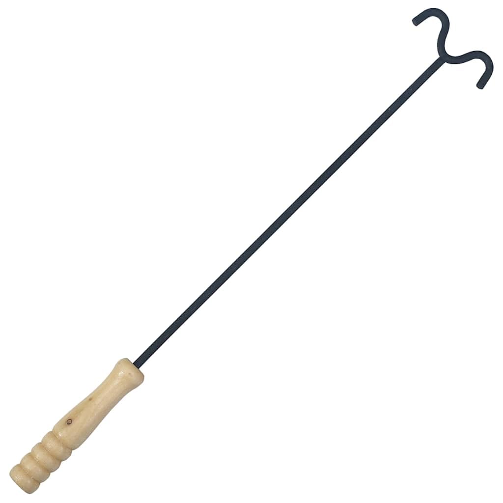 Braciere nero, 42 x 42 x 45 cm, in acciaio verniciato a polvere, con ciotola quadrata, griglia di protezione, attizzatoio in legno e calore, per giardino, terrazza, barbecue