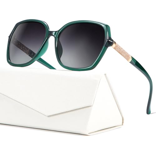 KALIYADI Classic Polarized Sunglasses for Women Trendy Square Ladies Sun Glasses Shades Sparkling Frame UV400 Protection