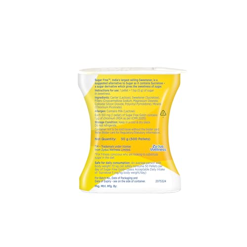 Sugar Free Gold, 500 Pellets| India’s No.1 Sweetner| Sweet like Sugar with Low Calories| Scientifically Proven & Tested