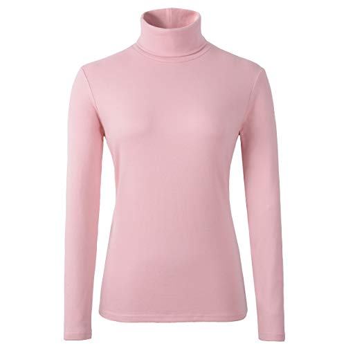 Image of Women's Soft Cotton Turtleneck Top Basic Pullover Sweater