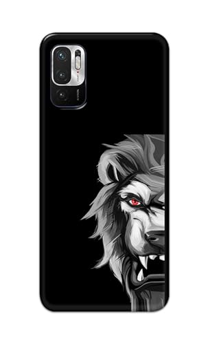 Image of PRINTFIDAA Printed Hard Back Cover Case for Mi Redmi Note 10T 5G | Mi Redmi Note 10 5G | Mi Poco M3 Pro 5G Back Cover (Angry Lion) -112