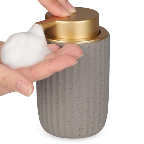 Image of Segbeauty 10.8oz Ceramic Foaming Soap Dispenser, 320ml Empty Refillable Liquid Hand Wash Dish Soap Dispenser, Body Wash Shampoo Pump Bottle Dispensing Container for Kitchen Bathroom Countertop Gray