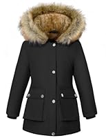 Vancavoo Winterjacke Mädchen Winter Jacke Teenager Wintermantel Länge Steppjacke Warmer Parka Kinder Mantel Kinderjacken mit Kapuze Outdoor,Schwarz,135-145CM