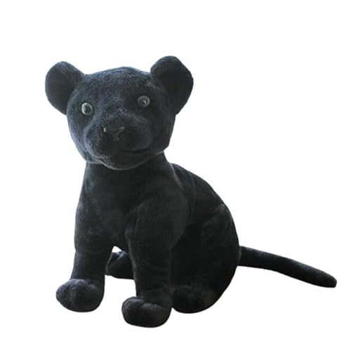 JIIENO Peluche de leopardo de las nieves, realista león tigre pantera negra leopardo de las nieves, leopardo de peluche, pequeño y bonito Kawaii, para niños y niñas (27 cm, negro)