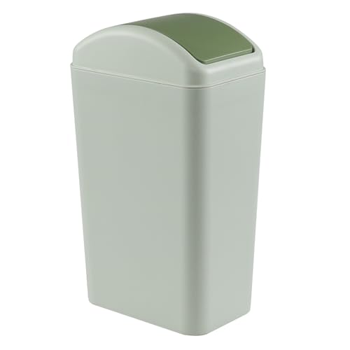 Image of 12 L Slim Garbage Can, Small Plastic Trash Can Swing Lid, Green