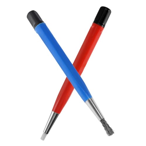FIXOSHEE Kit De 2 Cepillos Para Raspar y Limpiar Relojes y Monedas, Bolígrafo Limpiador Mango De Plástico, Adecuado Para Dispositivos Electrónicos y Joyas, Colores Azul y Rojo