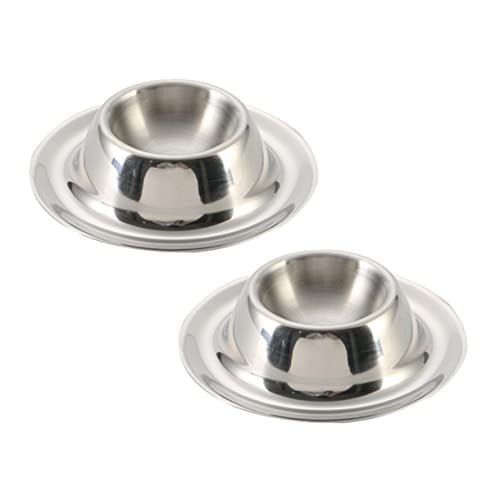 FUNOMOCYA 2pcs Stainless Steel Egg Cup Poached Egg Holder Eggs Container for Refrigerator Egg Cup Plate Boiled Egg Bowl Egg Holder Boiled Vintage Egg Holder Steel Dip Bowls Egg Holder Cups