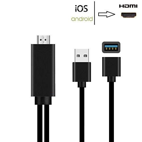 Mhl to HDMI Adapter Cable, SZYCD 6ft MHL Cable for Android with USB Charging 1080P to HDTV Monitor Projector, Plug and Play Support Android and iOS Phones Tablets