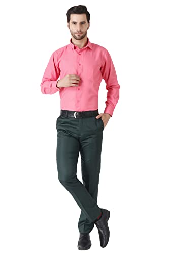Image of MALENO Men's Slub Effect Solid Trouser | Classic Slim Fit Formal Trousers for Men | Slim Fit Trousers for Men