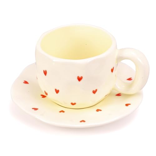 Taza con Asa y Plato Corazón 10.8 Oz Cerámica miniatura 1