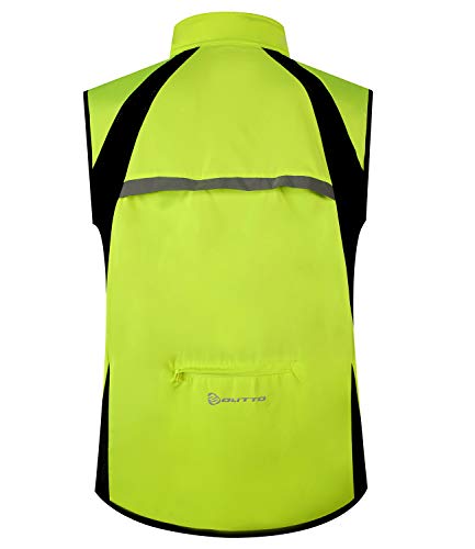Outto Men's Cycling Vest High Visibility Sleeveless Running Jacket(Xx-Large, 19-B8- Yellow-Green) #TOP2