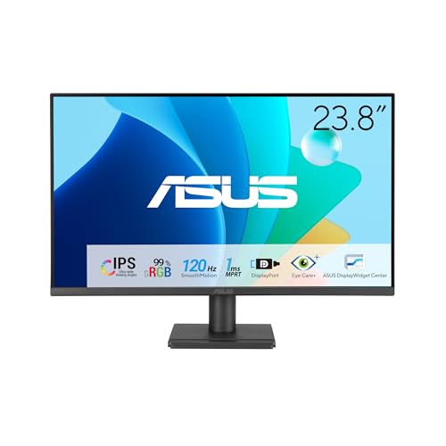 ASUS Business VA249QG - 24 Zoll Full HD Monitor - Rahmenlos, Flicker-Free, Blaulichtfilter, Adaptive-Sync - 120 Hz, 1ms MPRT, 16:9 IPS Panel, 1920x1080 - DisplayPort, HDMI, D-Sub, Speaker