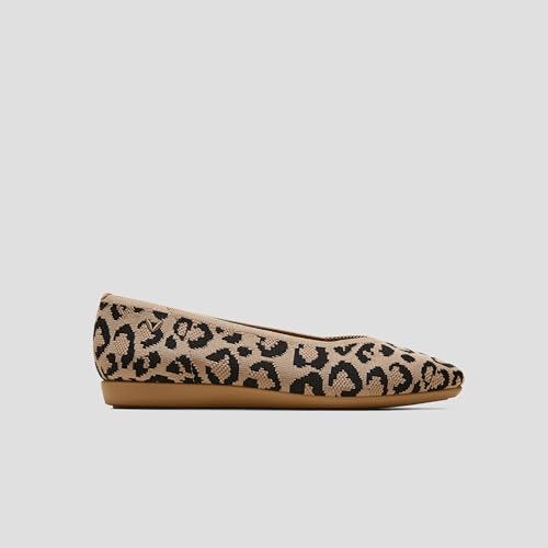 Image of VIVAIA Margot Walker Women's Flats Lightweight Square Toe V Cut Ballet Flats Comfortable Casual Water Repellent Walking Flat Shoes