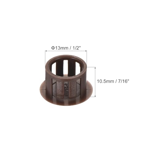 Image of MECCANIXITY 64PCS 13mm(1 /2 inch) Brown Plastic Hole Plugs, Flush Type Panel Hole Plugs Insert End Caps for Locking Hole Tubes Furniture Cabinet