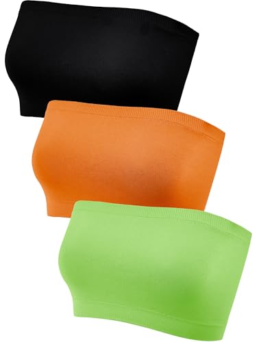 Image of HESTYA 3 Pack Women's Strapless Bandeau Bra Seamless Bralette Soft Stretchy Non-Padded Wireless Tube Top Bras