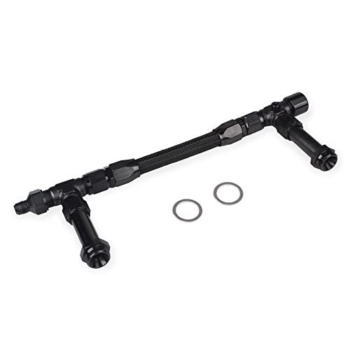 BARTOO Carburetor Dual Feed Fuel Line Kit Aluminum Alloy Fuel Line Stainless Steel Braided 8 AN Dual Inlet Fuel Line Kit For Holley 4150 Carburetor Black