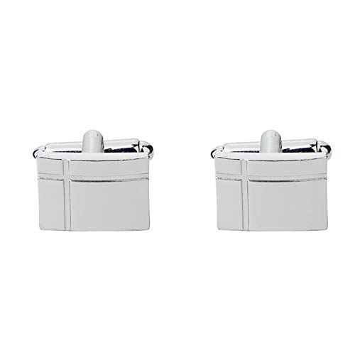 Mancuernillas Rectangulares Plateadas para Hombre miniatura 1